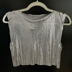 White Fox Boutique Make My Own Way Glomesh Top in Silver
